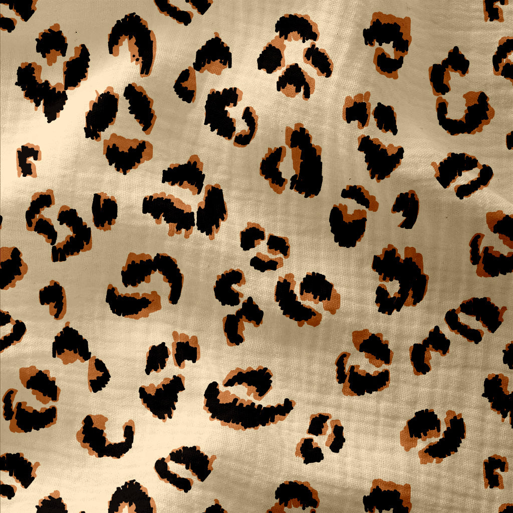 Serviettes de table léopard en double gaze de coton, fabriquées en France