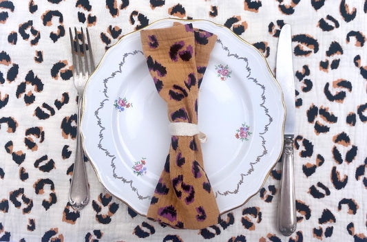 Beige Leopard Motif Placemat X2