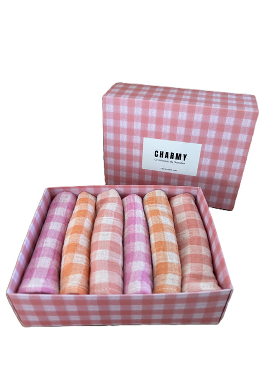 Coffret de 6 serviettes de table Petite 23x23 en gaze de coton