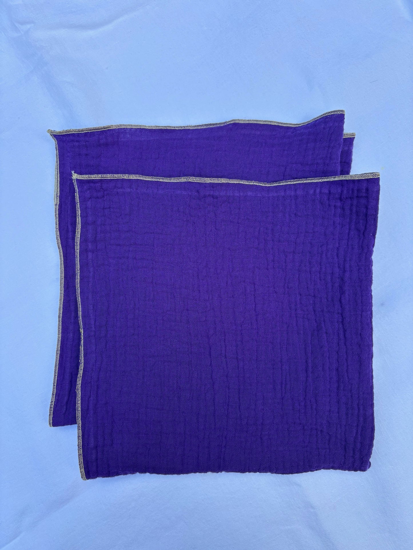 2 Serviettes de Table en Double Gaze de Coton – Violet – 40x40 cm