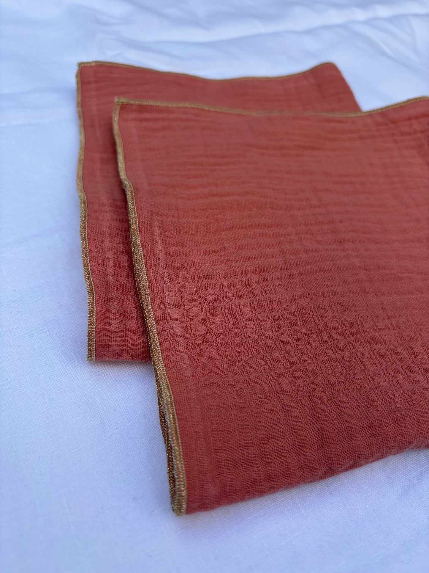 2 Serviettes de Table en Double Gaze de Coton – Rose Marsala– 40x40 cm
