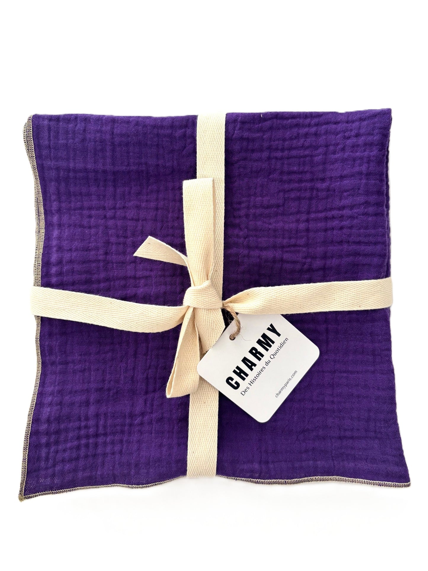 2 Serviettes de Table en Double Gaze de Coton – Violet – 40x40 cm