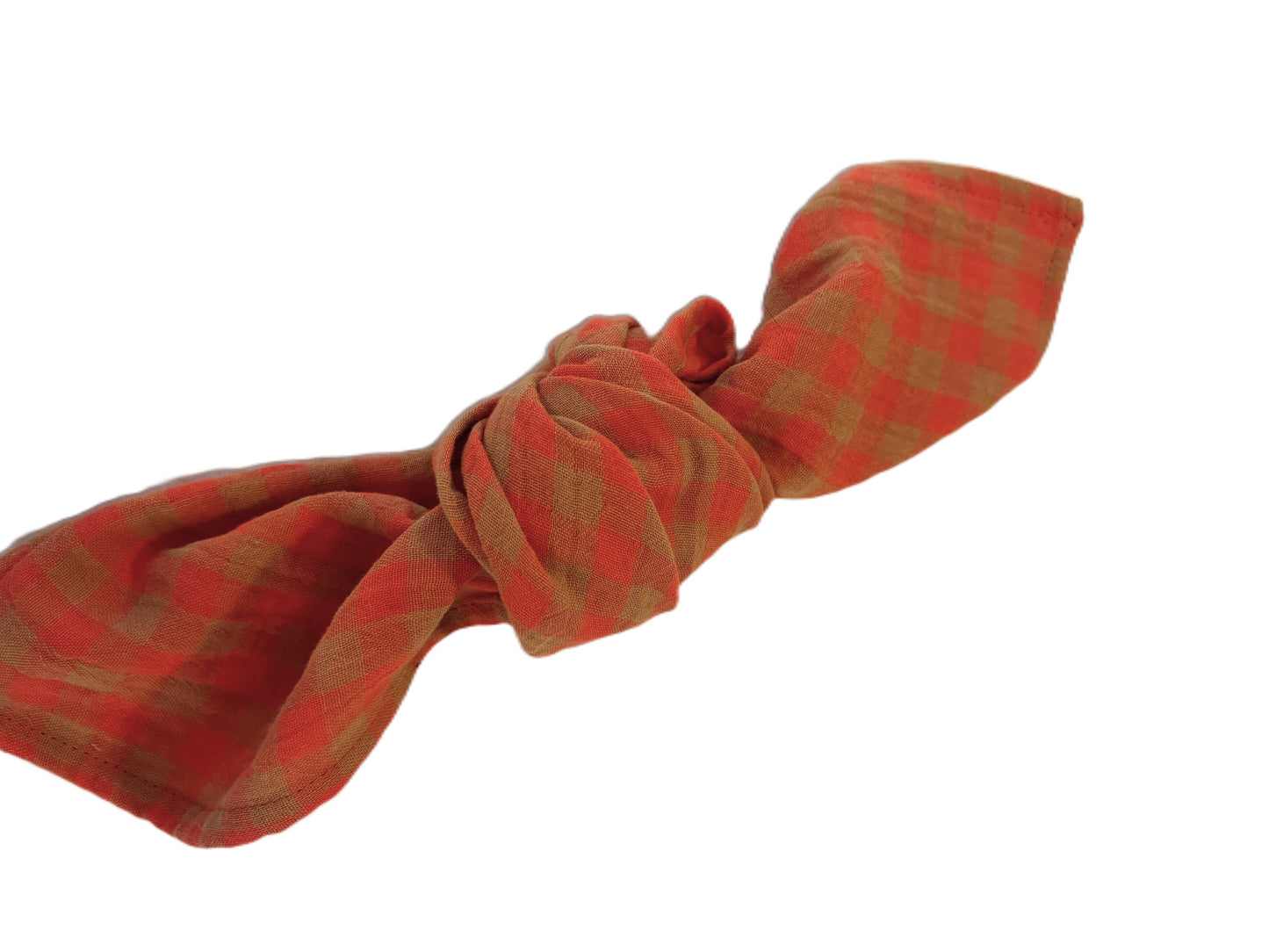 2 Serviettes de Table en Double Gaze de Coton – Vichy Tangerine & Caramel – 40x40 cm