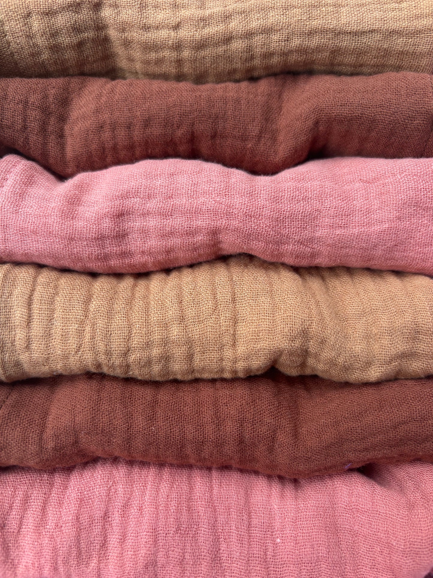 Coffret de 6 serviettes Cocktail - Rose Praliné - Gaze de coton - 23x23cm