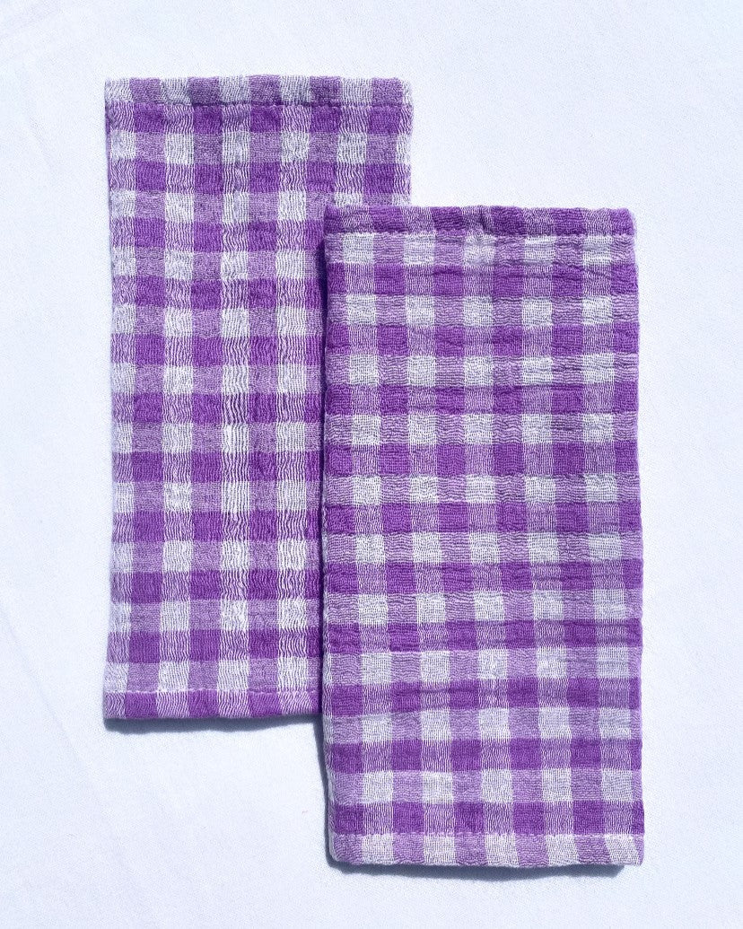 2 serviettes de Table en tissu double gaze de coton Vichy Glycine made in france