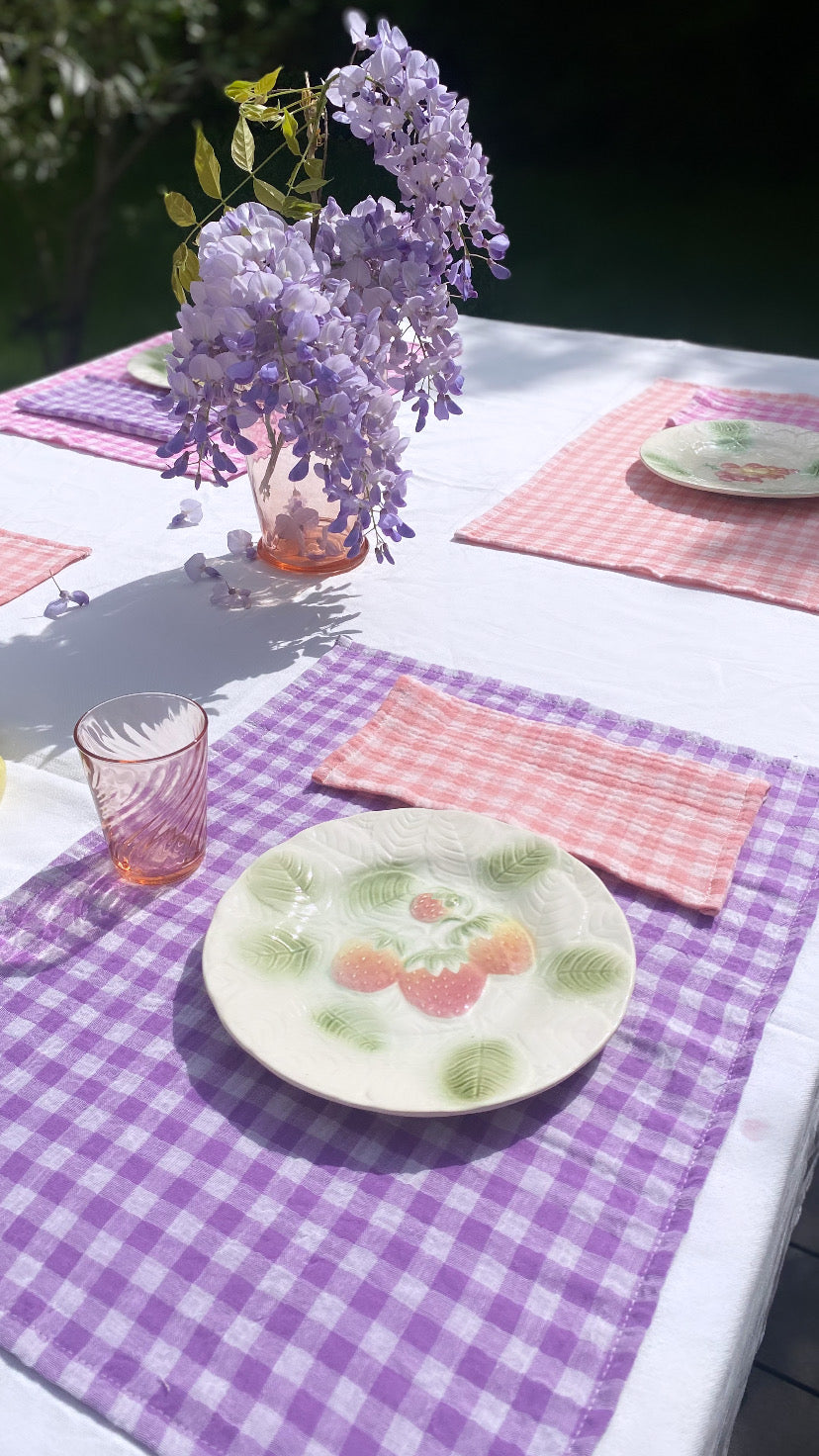 Wisteria Violet Gingham Placemats X2