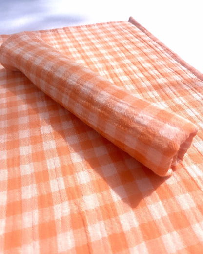 set de table tissu vichy orange clémentine