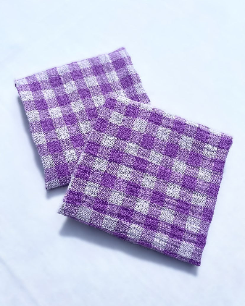 Set of 6 Petite Napkins in Wisteria Violet Gingham Motif