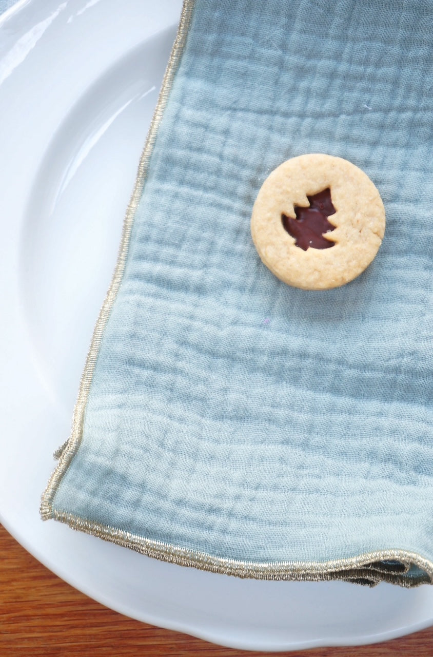 Coffret 4 Serviettes de Table – Gaze de Coton – Vert de gris – 40x40 cm