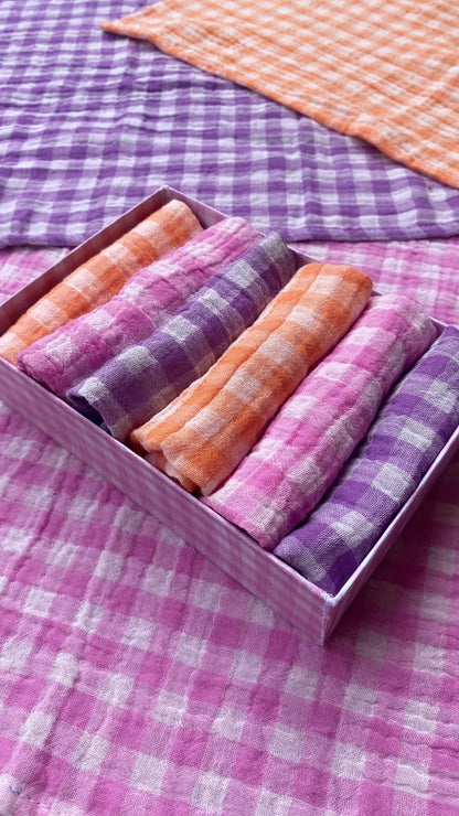 Coffret de 6 serviettes de table en tissu modèle Petite Sunset fabriquées en France