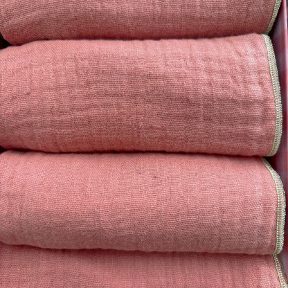 Coffret 4 Serviettes de Table – Double Gaze de Coton – Rose Marsala – 40x40 cm