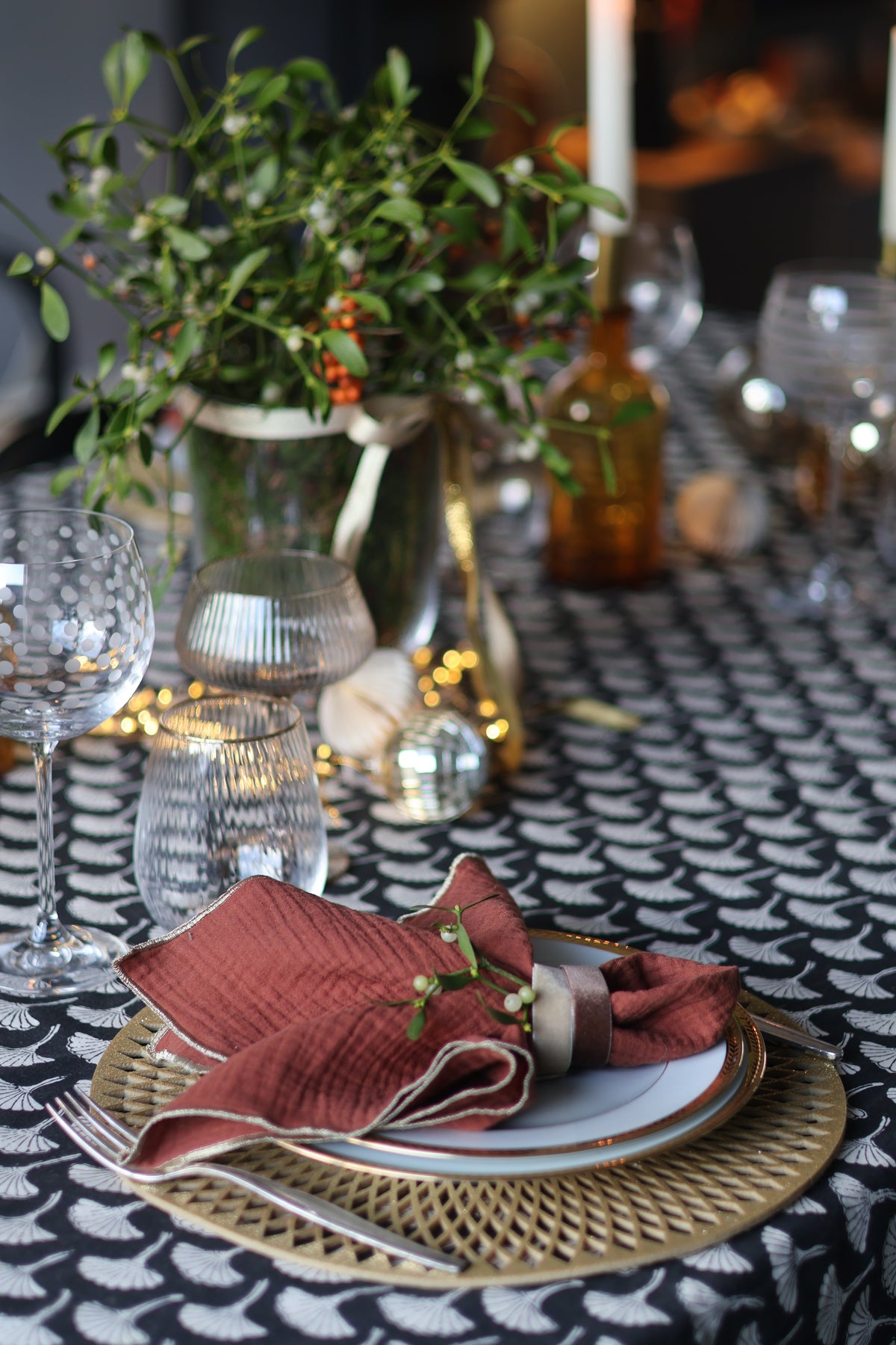 Set of 4 Table Napkins – Plain Toffee Brown – Double Cotton Gauze – 40×40 cm