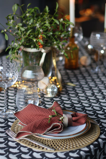 Set of 4 Table Napkins – Plain Toffee Brown – Double Cotton Gauze – 40×40 cm