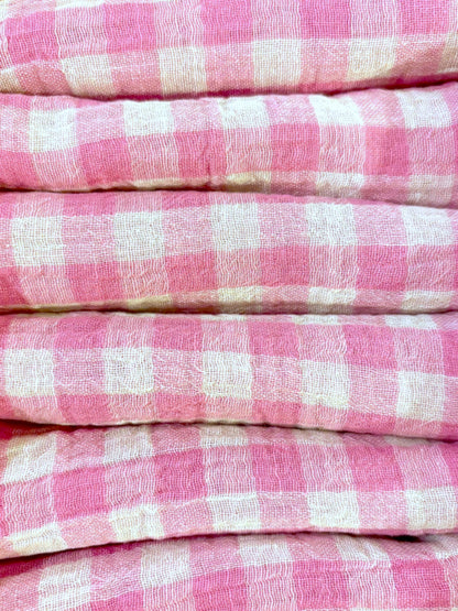 Coffret de 6 Serviettes de Table en tissu modèle Petite Vichy Bonbon fabriquées en France