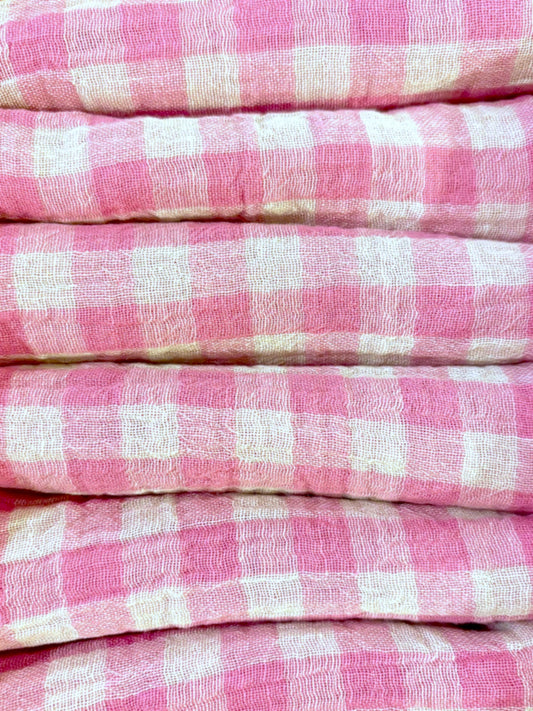 Coffret de 6 Serviettes de Table en tissu modèle Petite Vichy Bonbon fabriquées en France