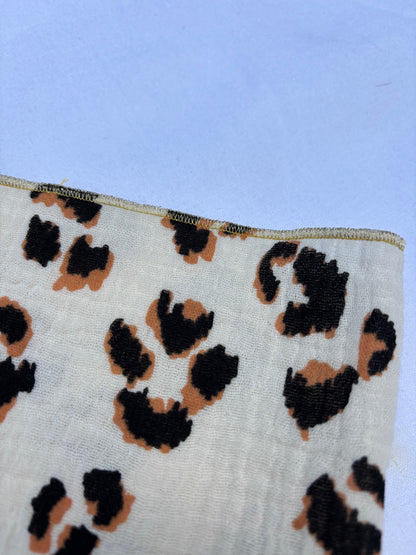 2 Serviettes de Table en Double Gaze de Coton – Léopard écru – 40x40 cm