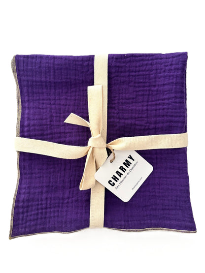 2 Serviettes de Table en Double Gaze de Coton – Violet – 40x40 cm