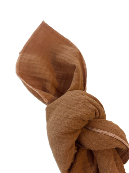 Serviettes de table en double gaze de coton, vichy caramel, format 40x40 cm