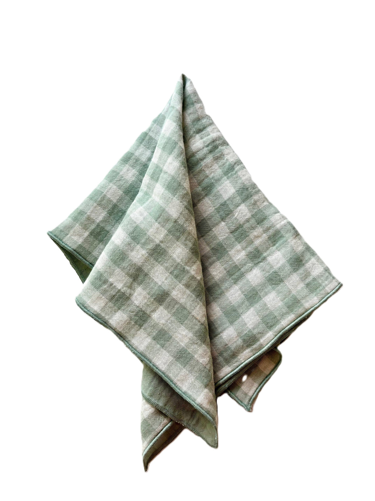 Coffret de serviettes de table en double gaze de coton, motif vichy, fabriqué en France