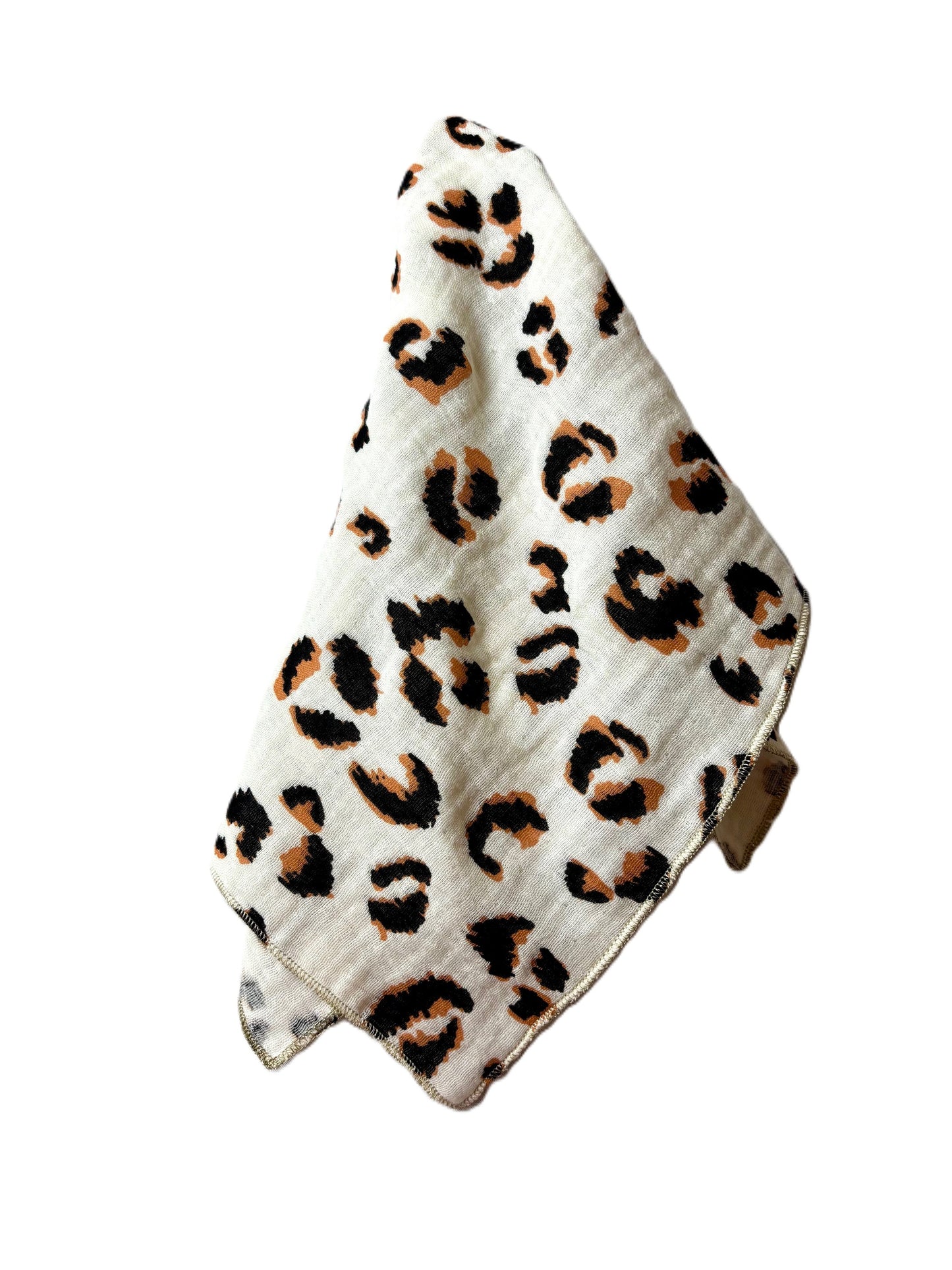 Coffret 4 Serviettes de Table – Gaze de Coton – Léopard, camel et violet – 40x40 cm