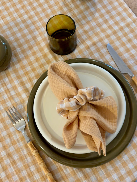 Chemin de table Vichy Jaune blé – Gaze de coton – 50x150cm