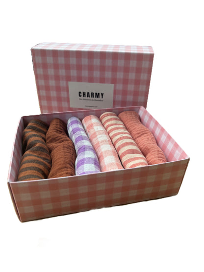 Coffret de 6 serviettes Cocktail - Palette d'Automne - Gaze de coton  - 23x23cm