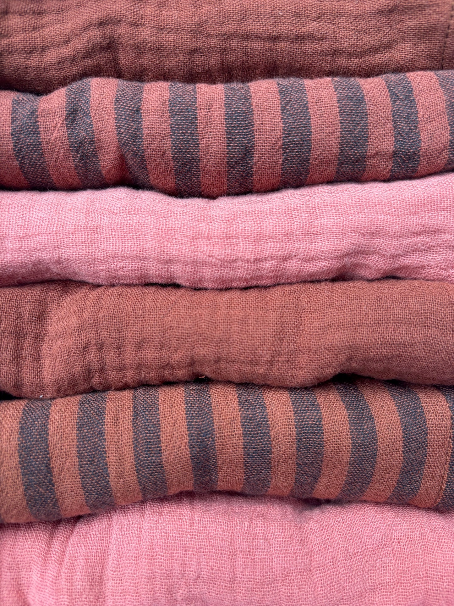 Coffret de 6 serviettes Cocktail - Rose Toffee- Gaze de coton  - 23x23cm