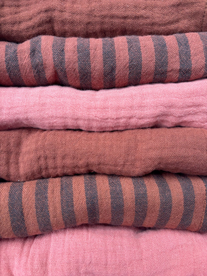 Coffret de 6 serviettes Cocktail - Rose Toffee- Gaze de coton  - 23x23cm