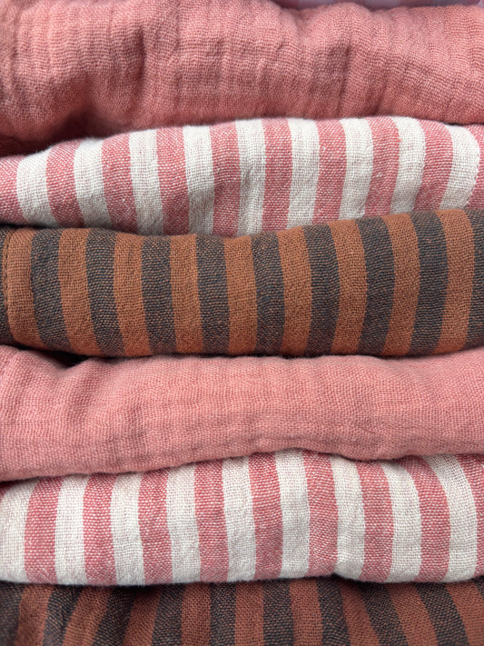 Coffret de 6 serviettes Cocktail - Rosé Cacao - Gaze de coton  - 23x23cm