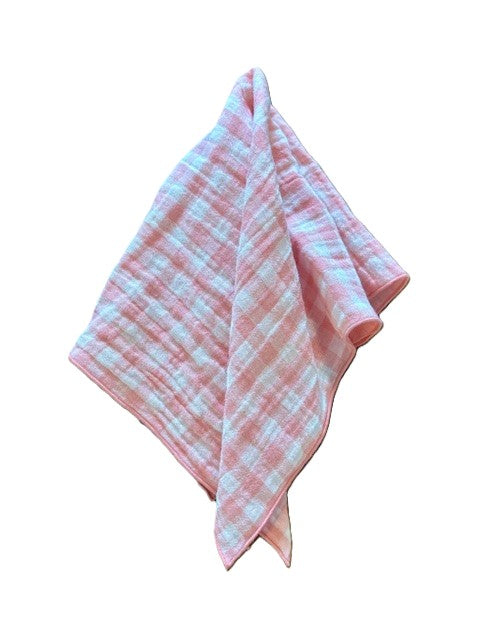 Coffret de 4 Serviettes de Table en Double Gaze de Coton – Vichy blé, barbapapa, clémentine et vert de gris– 40x40cm