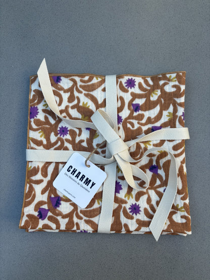 Lot de 2 serviettes de table Nahili en gaze de coton fabriquées en France, 40x40 cm