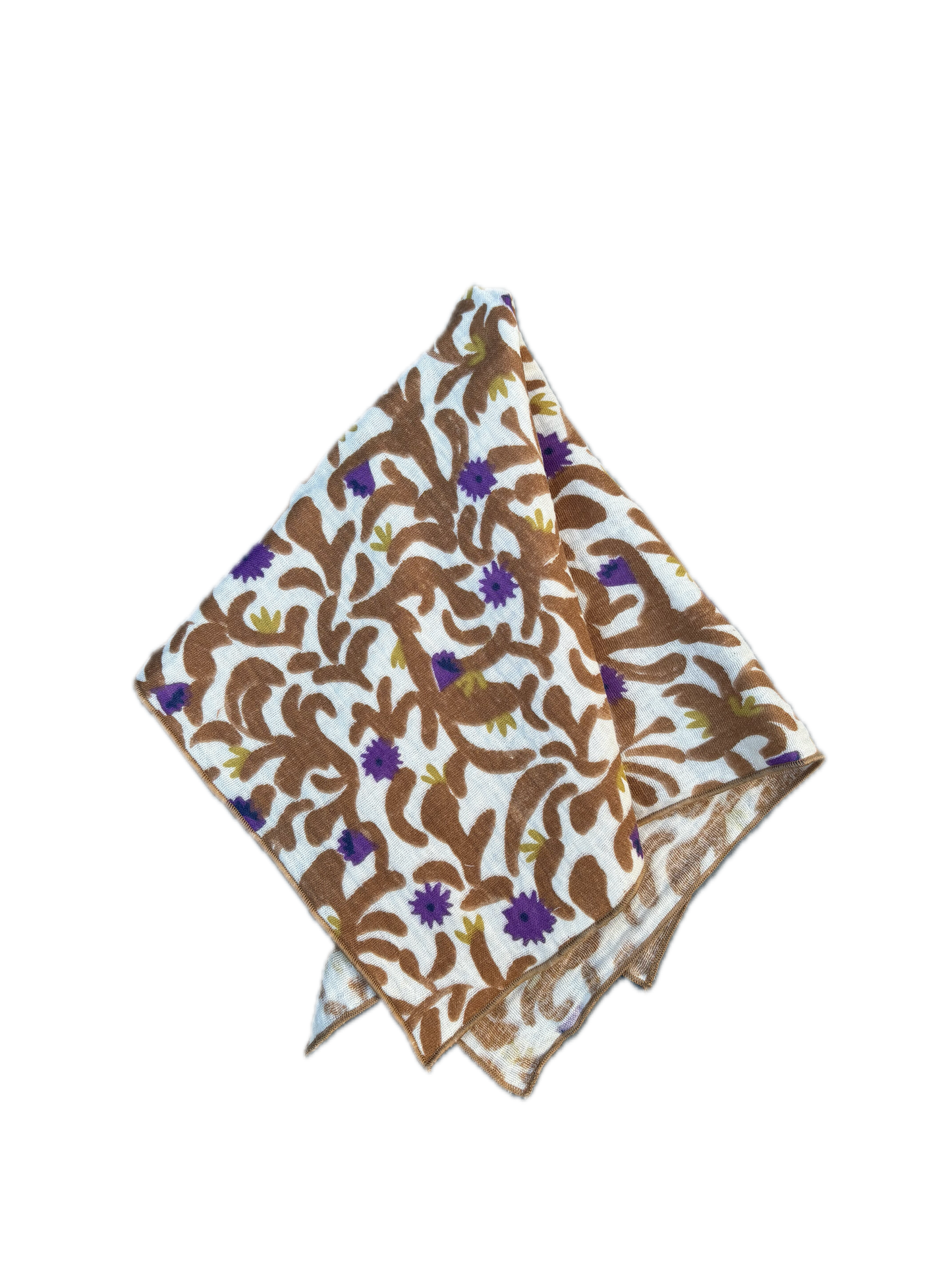 Détail de la finition point bourdon camel sur une serviette de table Nahili