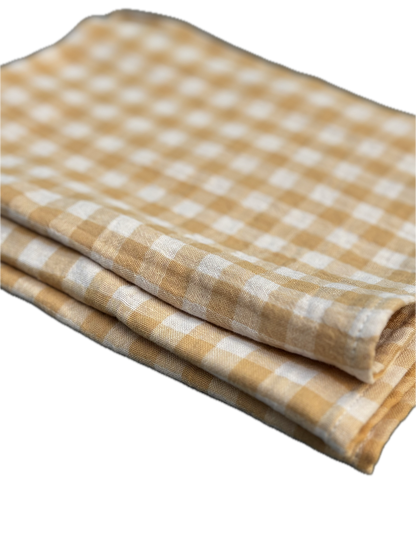 Essuie-Mains × 3 – Vichy Blé – Gaze de Coton – 35×50 cm
