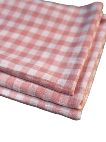 Hand Towels × 3 – Pale Pink Gingham – Cotton Gauze – 35×50 cm