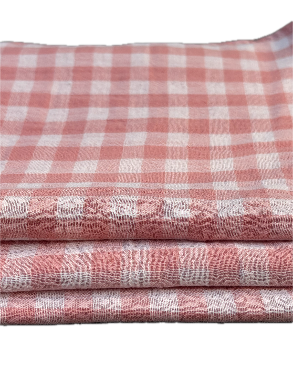 Hand Towels × 3 – Pale Pink Gingham – Cotton Gauze – 35×50 cm
