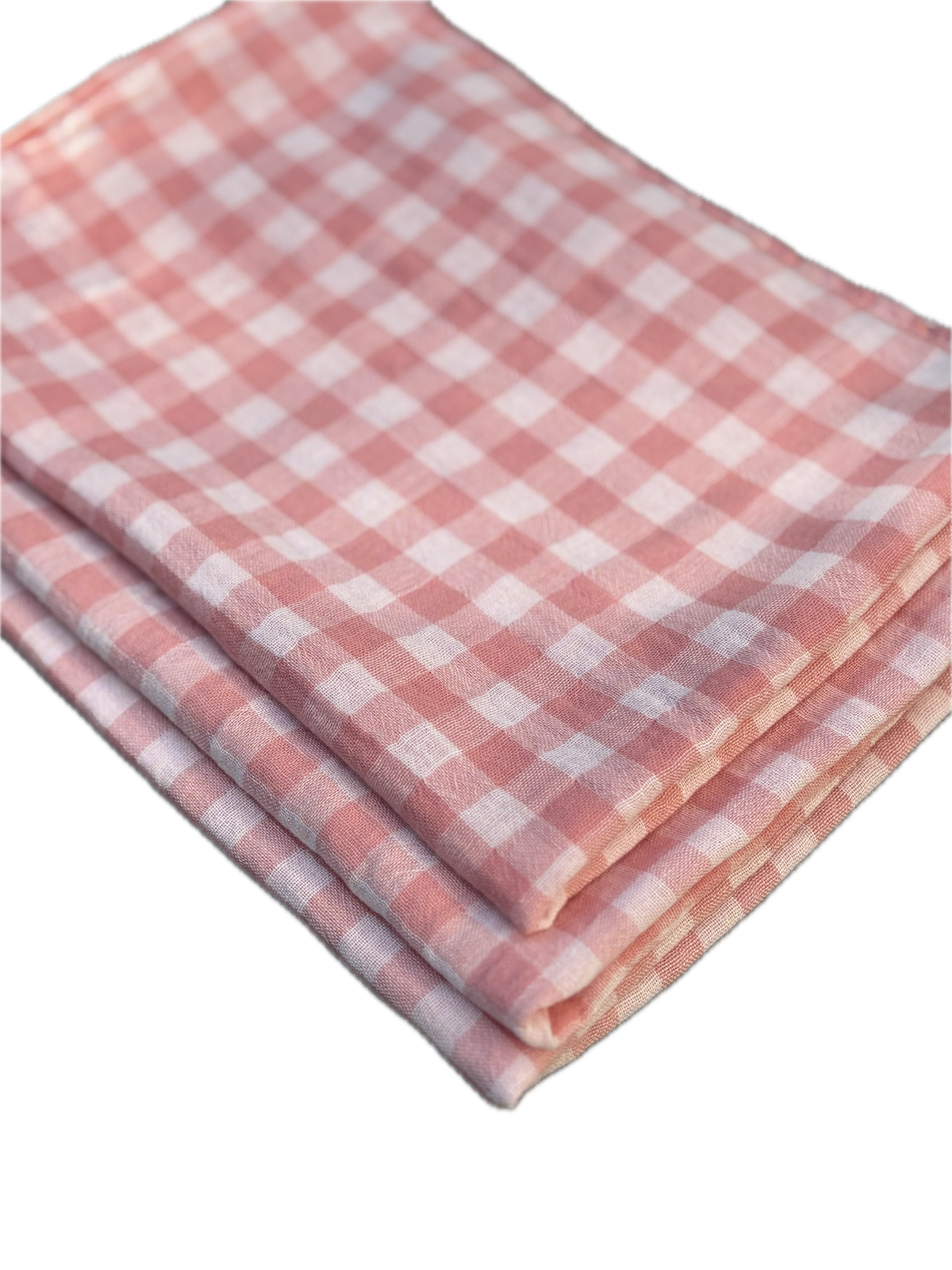 Hand Towels × 3 – Pale Pink Gingham – Cotton Gauze – 35×50 cm