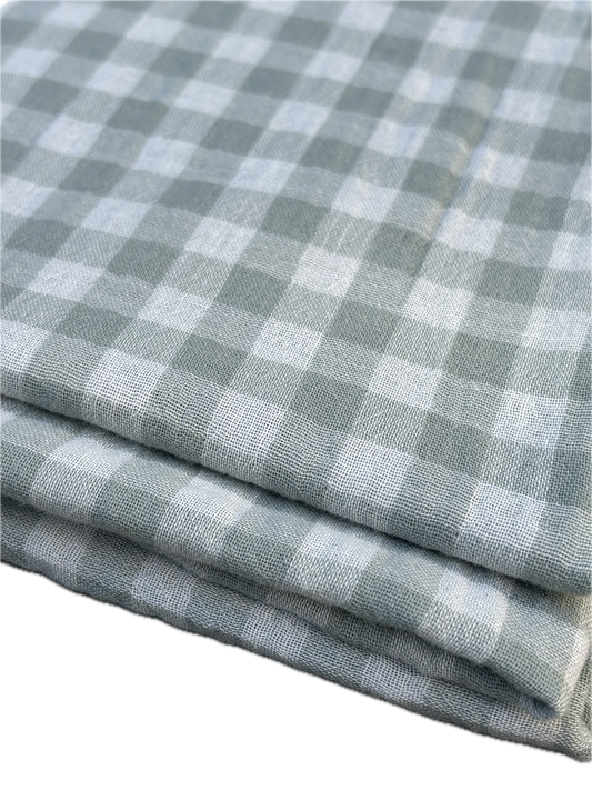 Hand Towels × 3 – Sage Green Gingham – Cotton Gauze – 35×50 cm