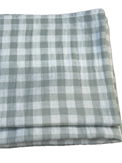 Essuie-Mains × 3 – Vichy Vert de Gris – Gaze de Coton – 35×50 cm