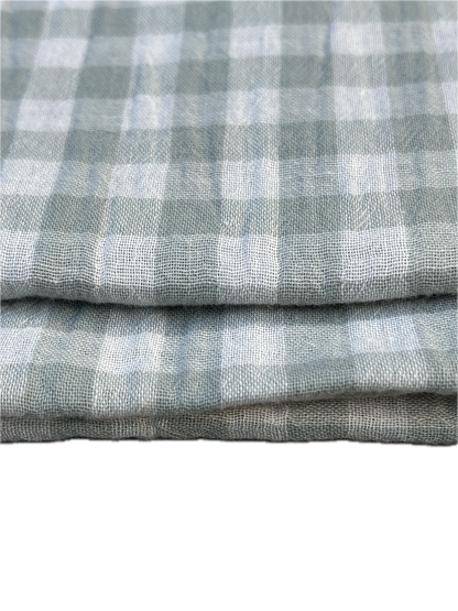 Essuie-Mains × 3 – Vichy Vert de Gris – Gaze de Coton – 35×50 cm