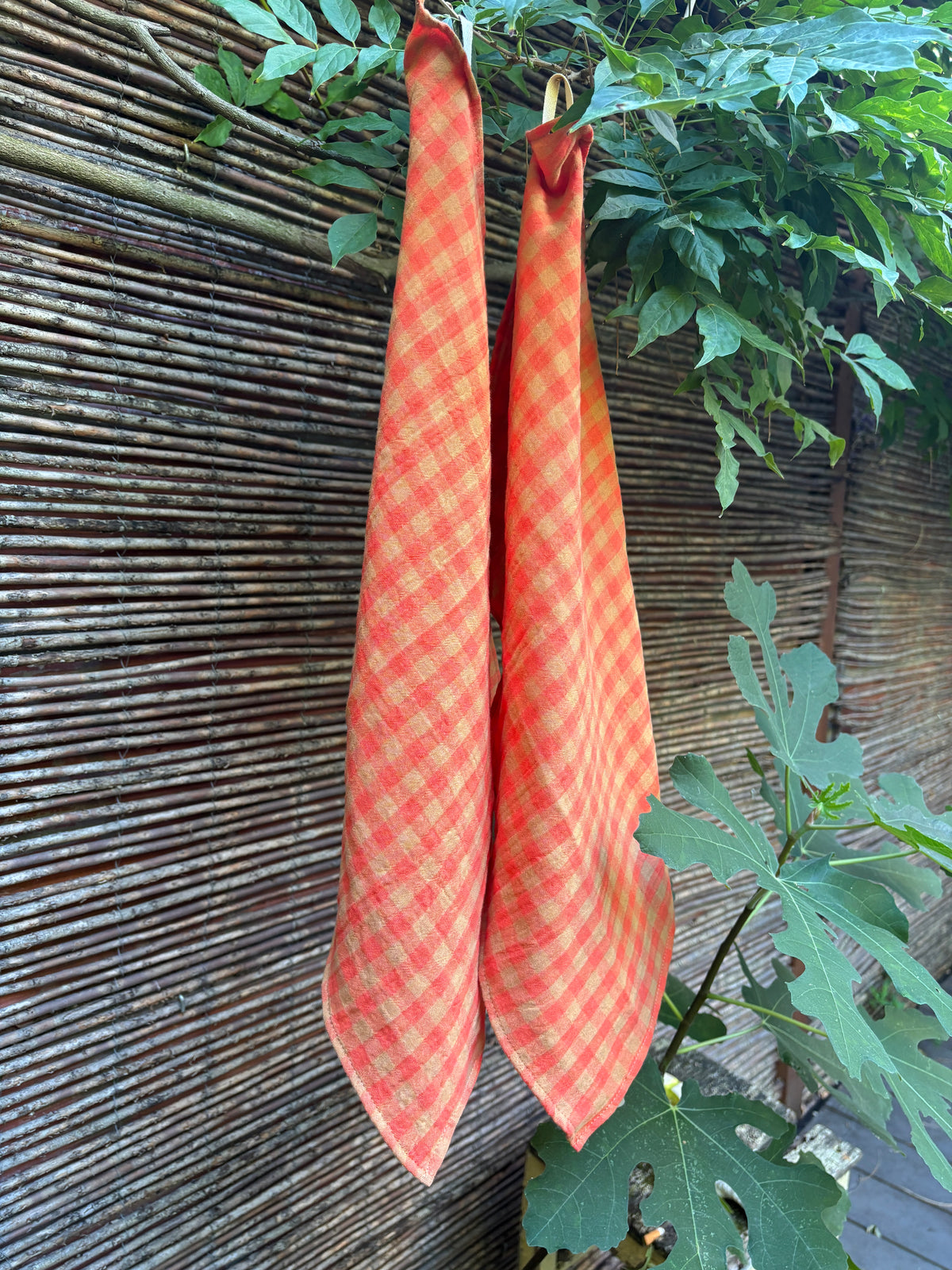 Essuie-mains uni tangerine en double gaze de coton, 35x50 cm