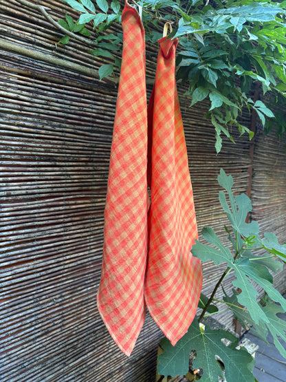 Essuie-mains uni tangerine en double gaze de coton, 35x50 cm