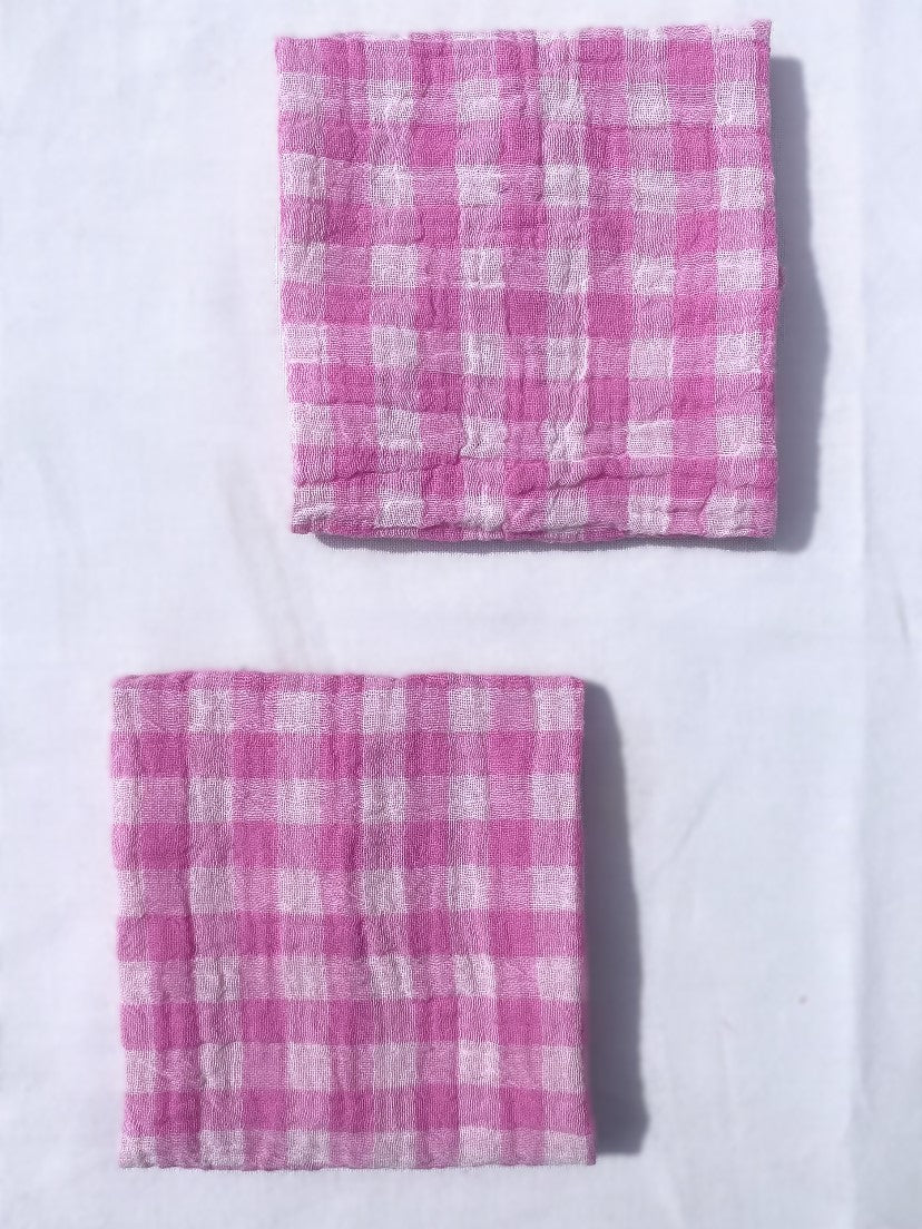 Serviettes de Table en tissu double gaze de coton modèle Petite Vichy Bonbon