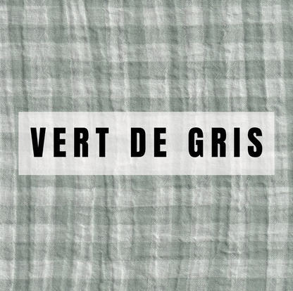 Lot de 3 essuie-mains en double gaze de coton, motif vichy vert de gris, 35x50 cm
