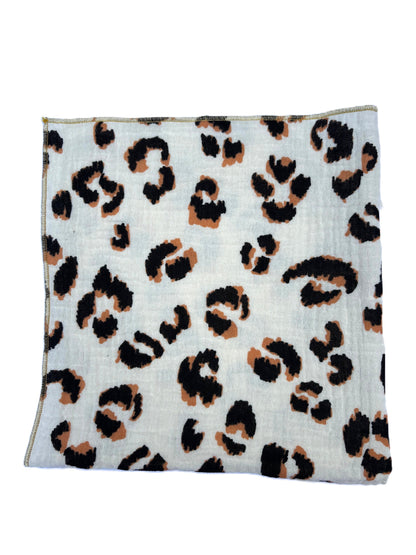 2 Serviettes de Table en Double Gaze de Coton – Léopard écru – 40x40 cm