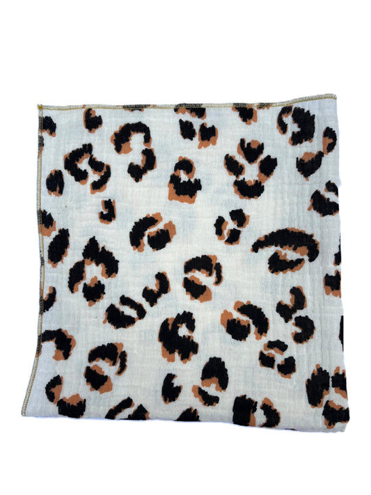 2 Serviettes de Table en Double Gaze de Coton – Léopard écru – 40x40 cm