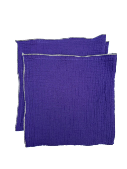 2 Serviettes de Table en Double Gaze de Coton – Violet – 40x40 cm