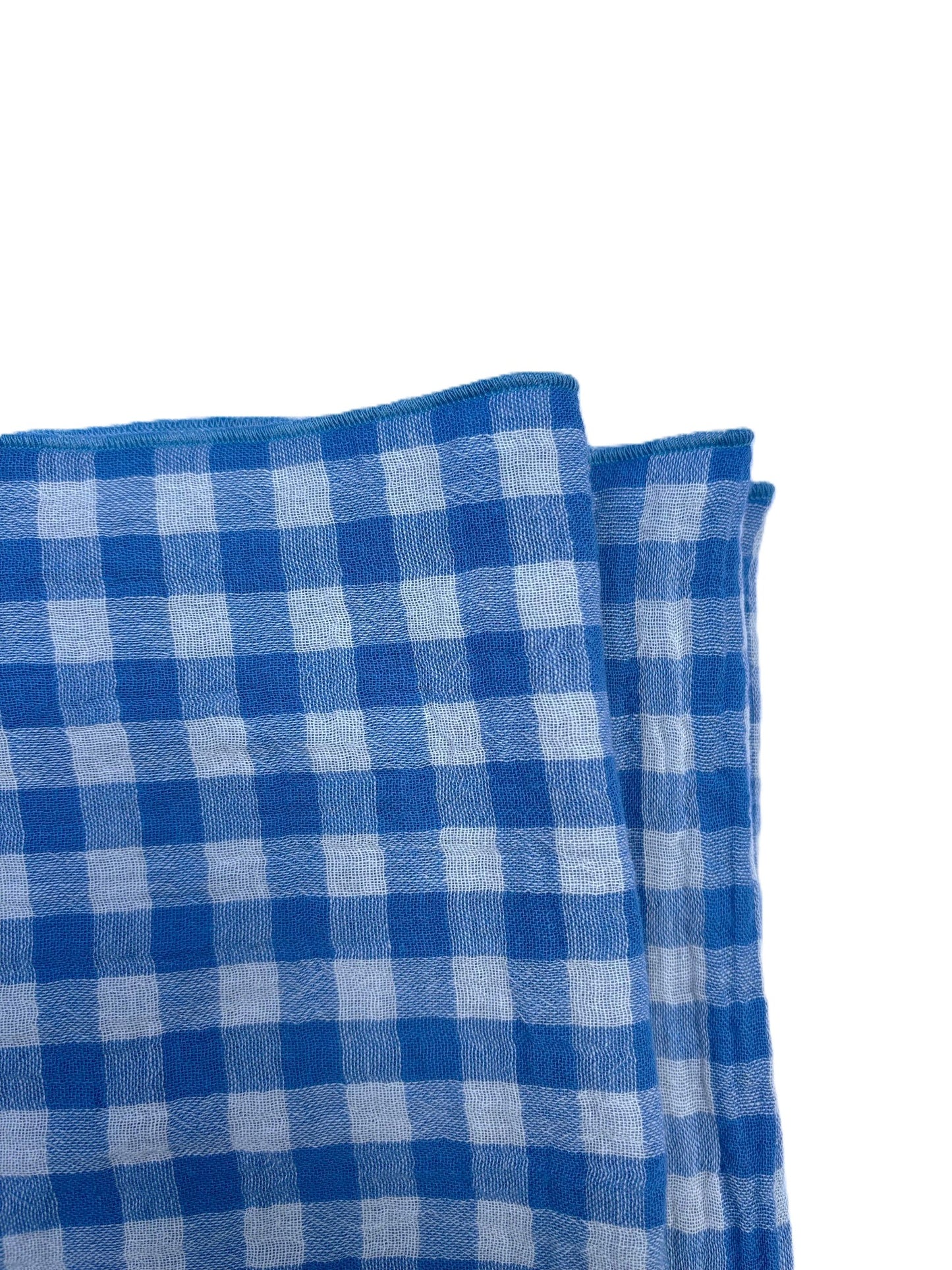 2 Serviettes de Table en Double Gaze de Coton – Vichy bleu – 40x40 cm