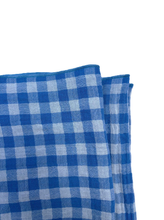 2 Serviettes de Table en Double Gaze de Coton – Vichy bleu – 40x40 cm