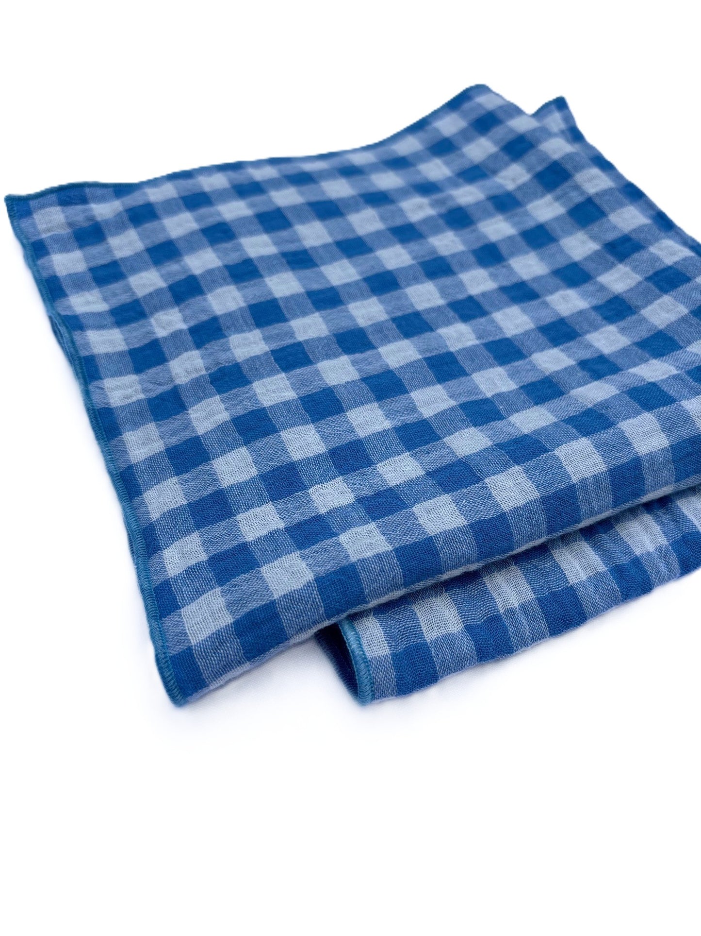 2 Serviettes de Table en Double Gaze de Coton – Vichy bleu – 40x40 cm