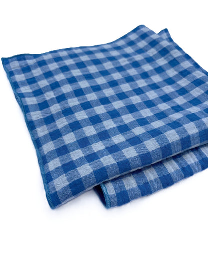 2 Serviettes de Table en Double Gaze de Coton – Vichy bleu – 40x40 cm